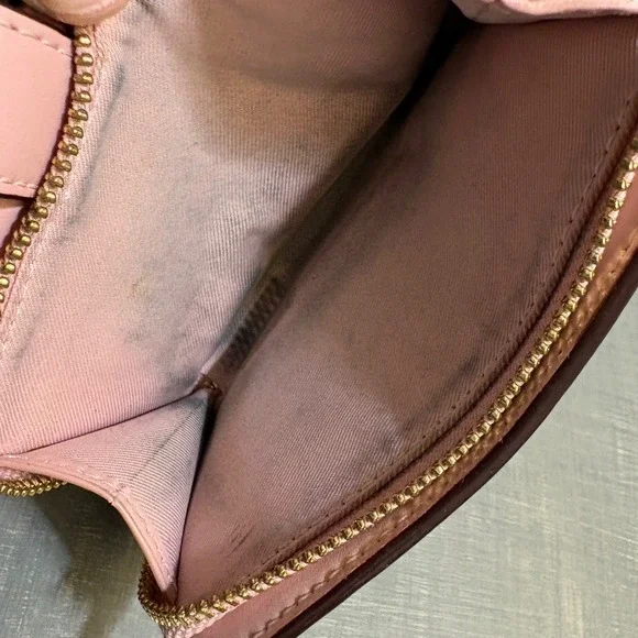 Coach Medium Corner Zip Wallet Signature Canvas Khaki Pink - Picture 8 of 12